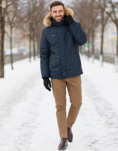 Зимняя куртка Auto Jack 939 - темно-синий - с  натуральным мехом