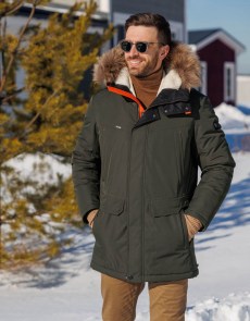 Зимняя куртка Auto Jack 966 - темно-зеленый - с натуральным мехом